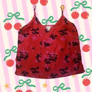 A New Day Red Floral Satin Cami Top